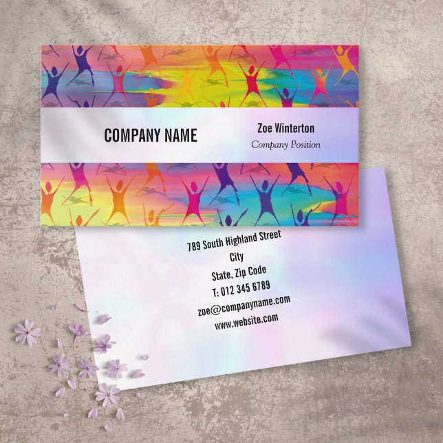 Carte De Visite Danse Fitness Moderne Iridescent (Fitness Dancing Modern Iridescent Business Card)