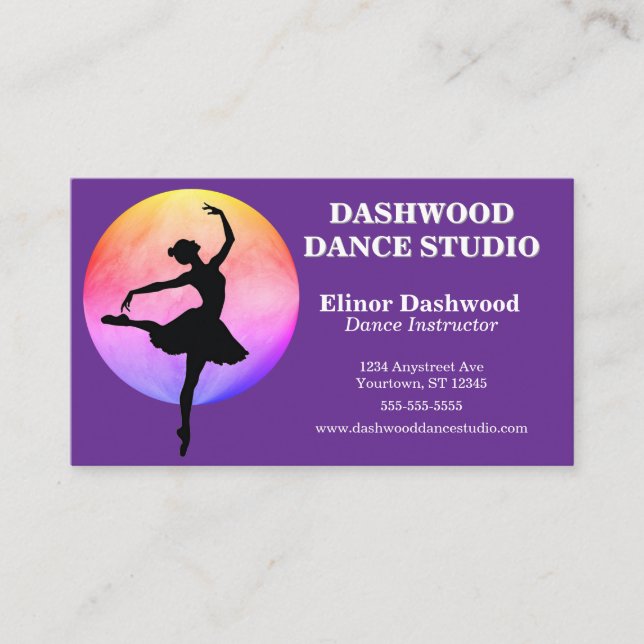 Carte De Visite Danseur avec Rainbow Light Dance Studio (Devant)