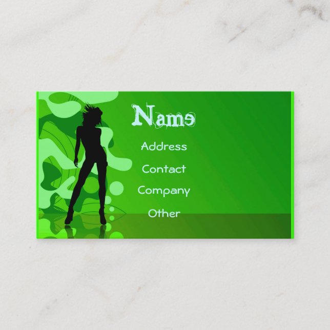 Carte De Visite Danseur en vert (Devant)