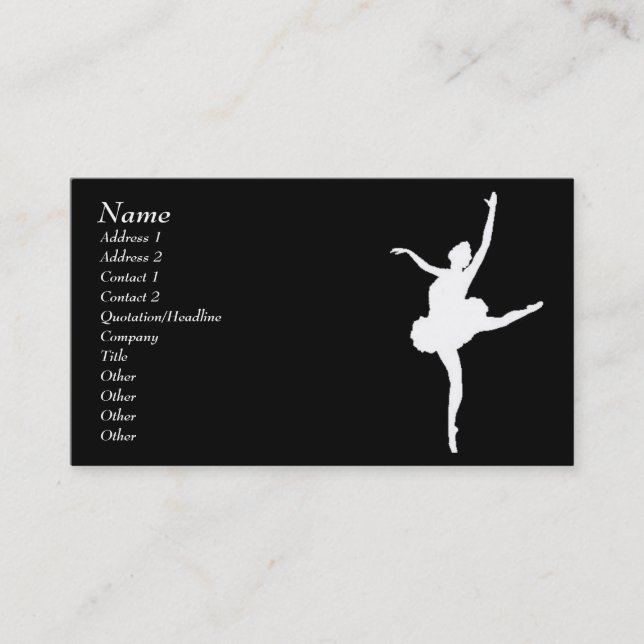 Carte De Visite Danseur noir&blanc (Devant)