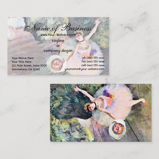Carte De Visite Danseuse avec un bouquet de fleurs par Edgar Degas (Devant / Derrière)