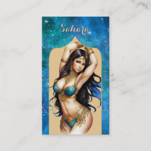 Carte De Visite Danseuse du ventre bleu turquoise marocain