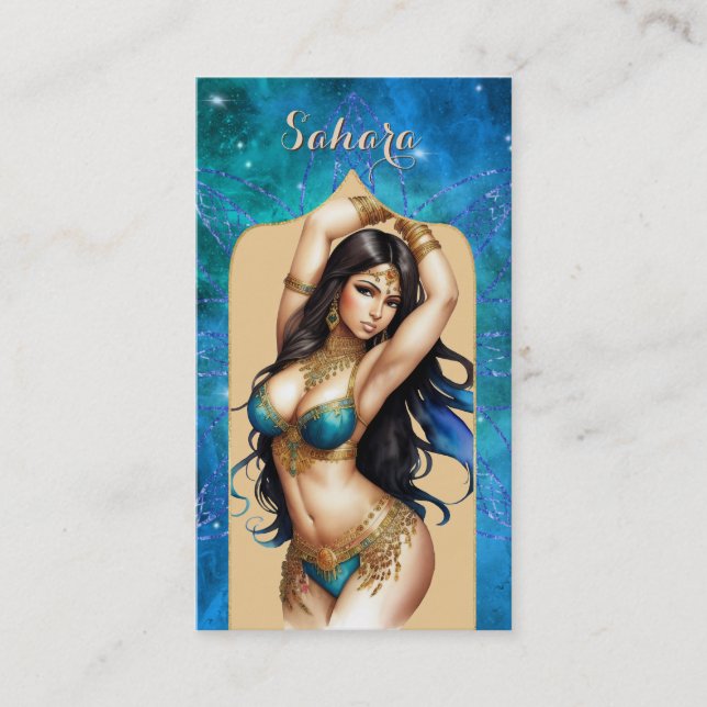 Carte De Visite Danseuse du ventre bleu turquoise marocain (Devant)