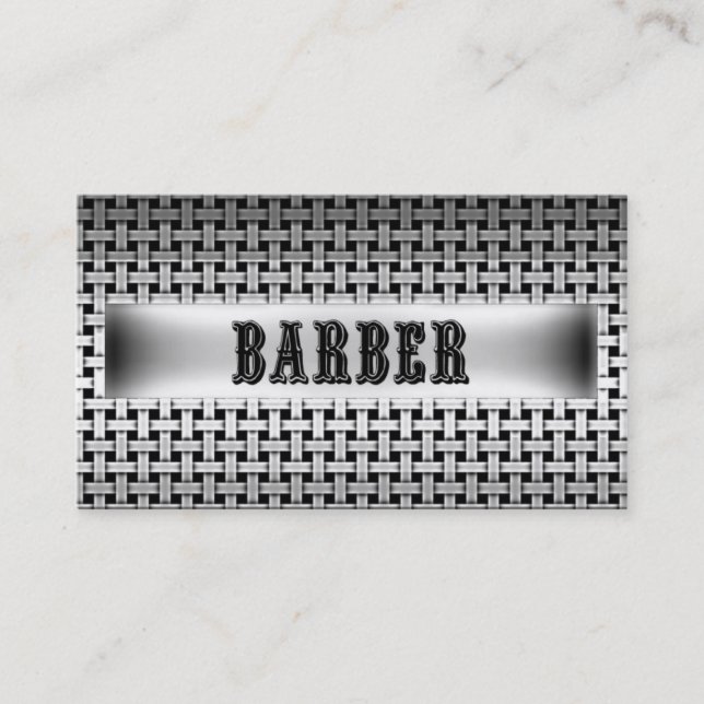 Carte de visite d'apparence en métal barbier (Devant)