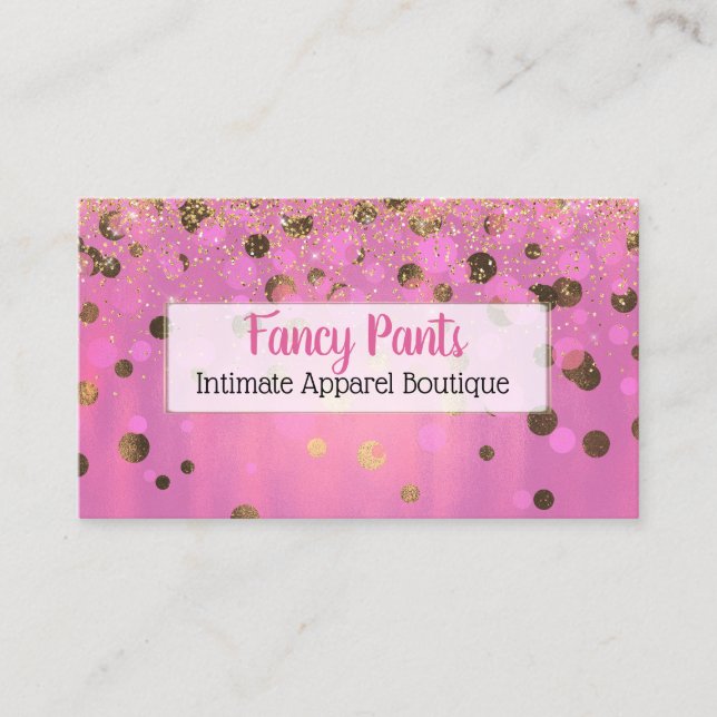 Carte de visite d'apparence Glitzy rose et or (Devant)