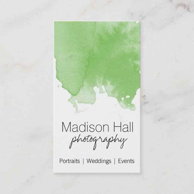 Carte de visite d'aquarelle Chic Lime Green (Devant)