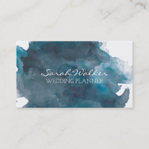 Carte de visite d'aquarelle de bleu marine