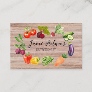 Carte de visite d'aquarelle de légumes bio