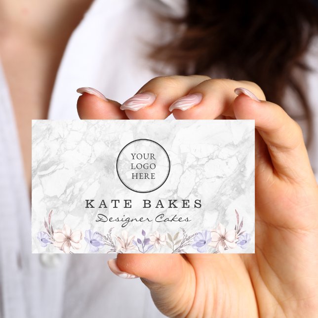 Carte de visite d'aquarelle florale de pâtisserie (Créateur téléchargé)