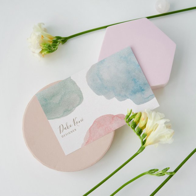 Carte de visite d'aquarelle métallique Abstrait (Créateur téléchargé)