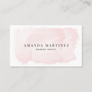 Carte de visite d'aquarelle rose pâle simple et él