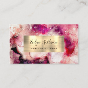Carte de visite d'aquarelle rose violet