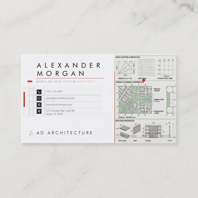 Carte de visite d'architecte de système de grille  (Devant)