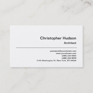 Carte de visite d'architecte simple en noir blanc