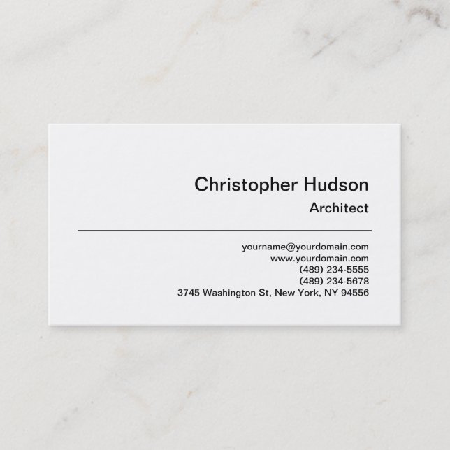 Carte de visite d'architecte simple en noir blanc (Devant)