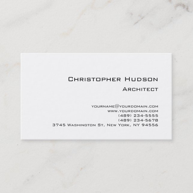 Carte de visite d'architecte simple en noir blanc (Devant)