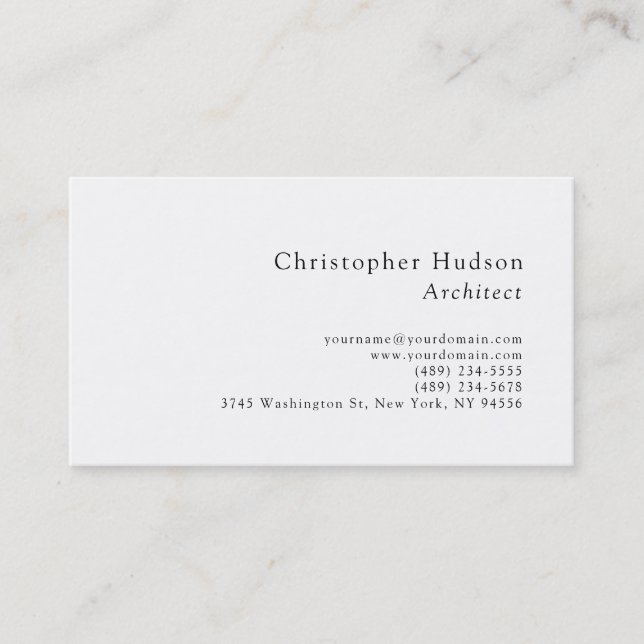 Carte de visite d'architecte simple en noir blanc (Devant)