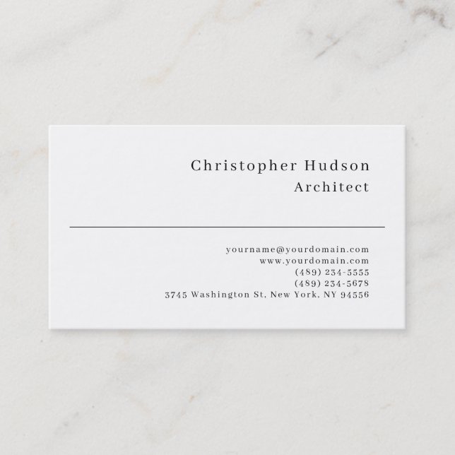 Carte de visite d'architecte simple en noir blanc (Devant)