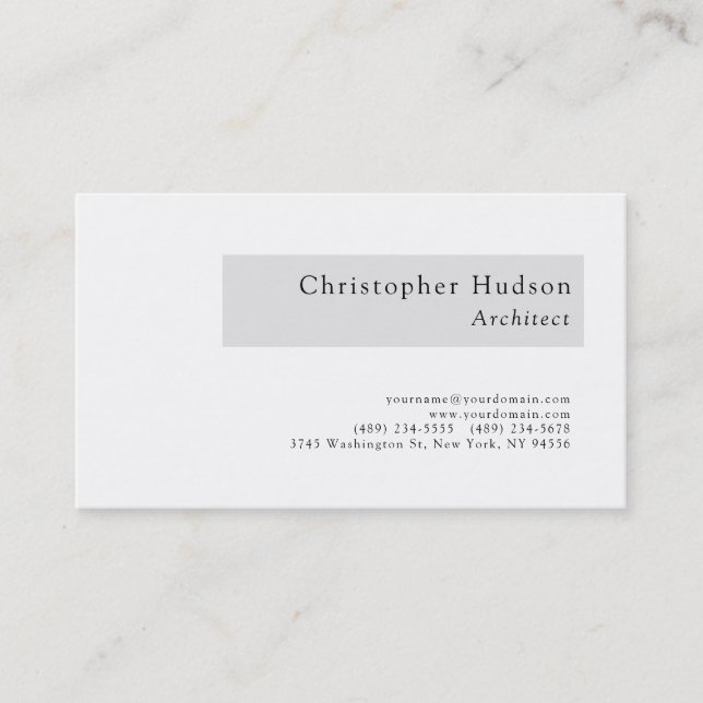 Carte de visite d'architecte simple en noir blanc (Devant)