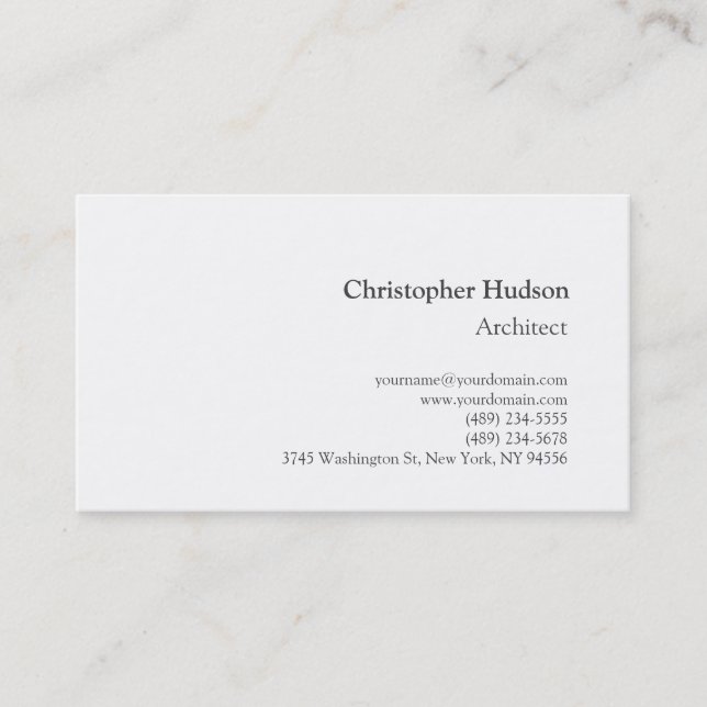 Carte de visite d'architecte simple en noir blanc (Devant)