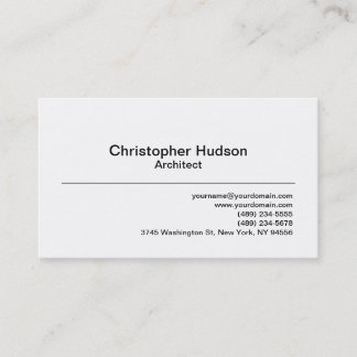 Carte de visite d'architecte simple en noir blanc