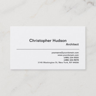 Carte de visite d'architecte simple en noir blanc