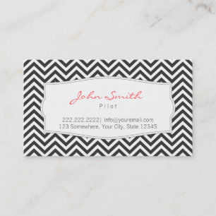 Carte De Visite Dark Chevron Stripes Pilote/Carte de visite Aviate