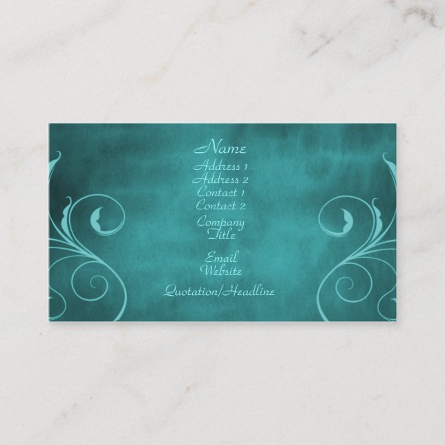 Carte de visite Dark Elegance, Turquoise (Devant)