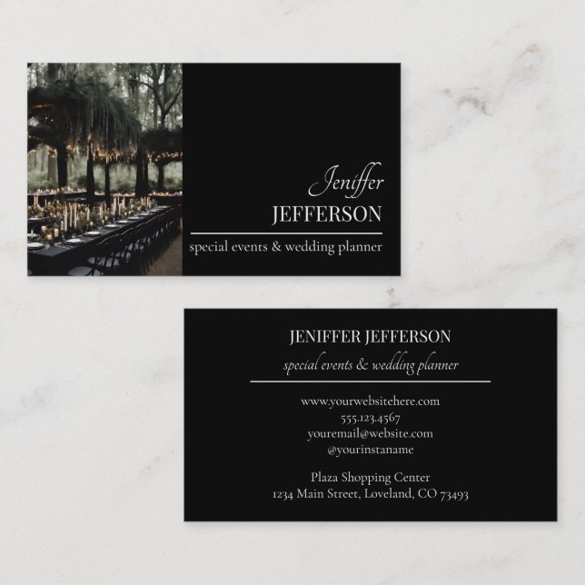 Carte De Visite Dark Floral event wedding planner (Devant / Derrière)