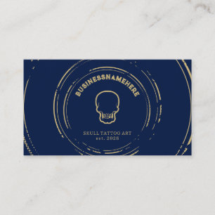 Carte De Visite Dark Navy Tattoo Piercing Studio QR Code