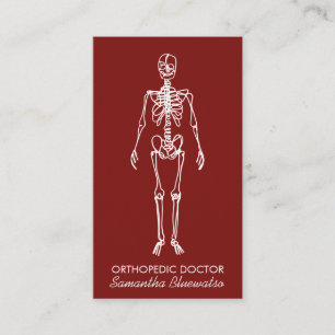 Carte De Visite Dark Red Burgundy docteur Skeleton orthopédique
