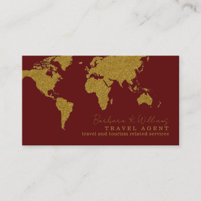 Carte De Visite Dark Red Contact Card for travel agents (Devant)
