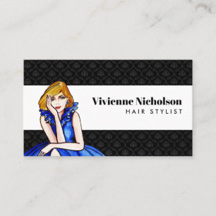 Carte De Visite Dark Royal Blue Cocktail Gown Illustration de mode