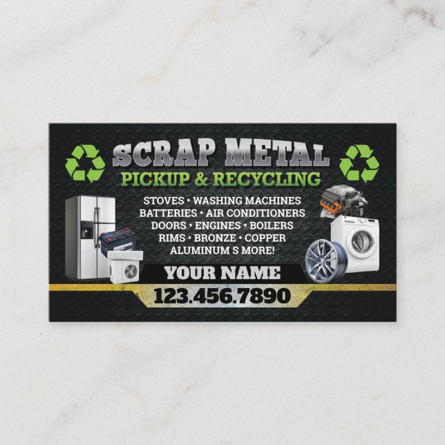 Carte De Visite Dark Scrap Metal Recycle Business Card - Bilingual (Devant)