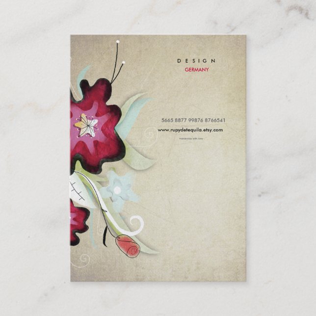 carte de visite d'art artisanal à la nature floral (Devant)