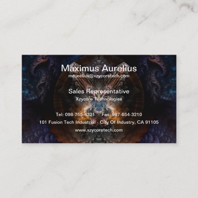 Carte de visite d'art fractal Orthricon (Devant)