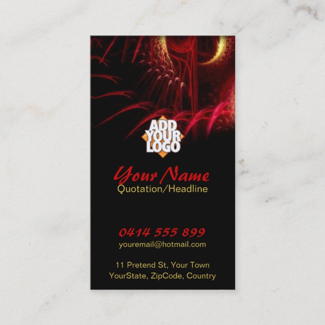Carte de visite d'art fractal rouge de science-fic (Devant)