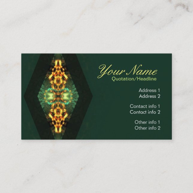 Carte de visite d'art fractal triangle vert doré (Devant)
