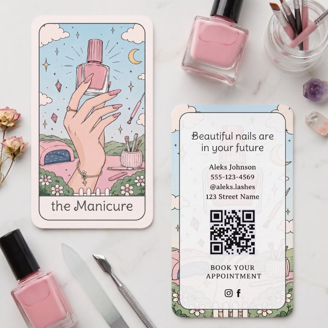 Carte de visite d'artiste en manucure Rose Céleste (Créateur téléchargé)