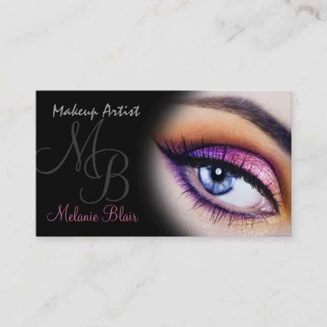 Carte de visite d'artiste maquillage yeux bleu vio (Devant)