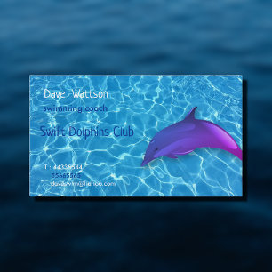 Carte De Visite Dauphin pourpre mignon - entraîneur de natation