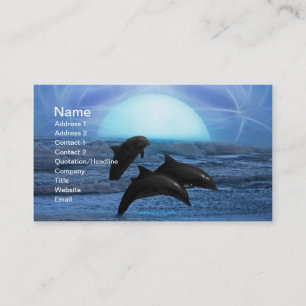 Carte De Visite Dauphins par clair de lune