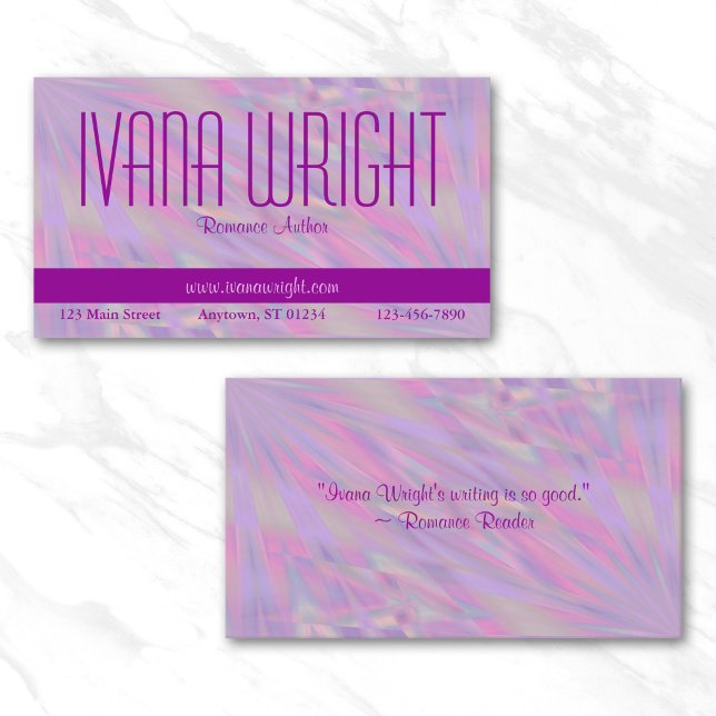 Carte de visite d'auteur Rose Violet (Purple Pink Author Business Card)