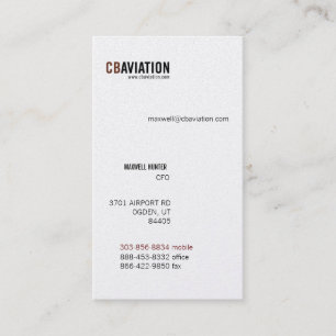 Carte de visite d'aviation de CB