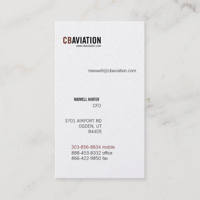 Carte de visite d'aviation de CB (Devant)