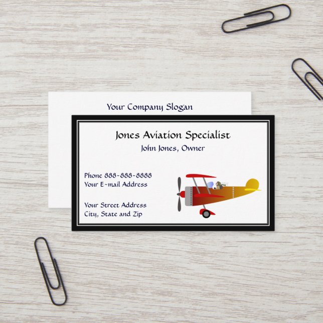 Carte de visite d'aviation monomoteur (Devant/Arrière en situation)
