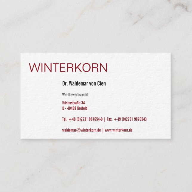 Carte de visite d'avocat (Devant)