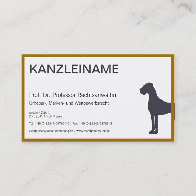 Carte de visite d'avocat des droits des animaux (Devant)