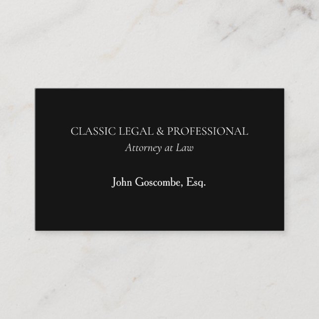 Carte de visite d'avocat noir classique | Ultra-Cl (Devant)
