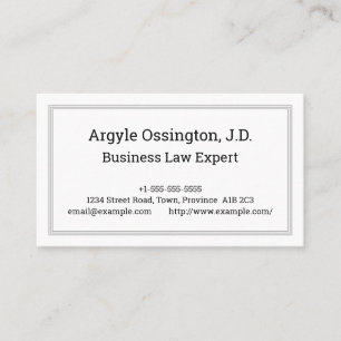 Carte de visite d'avocat professionnel minimal